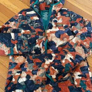 L.L. Bean Puffer Jacket Orange and Blue Vibrant Design